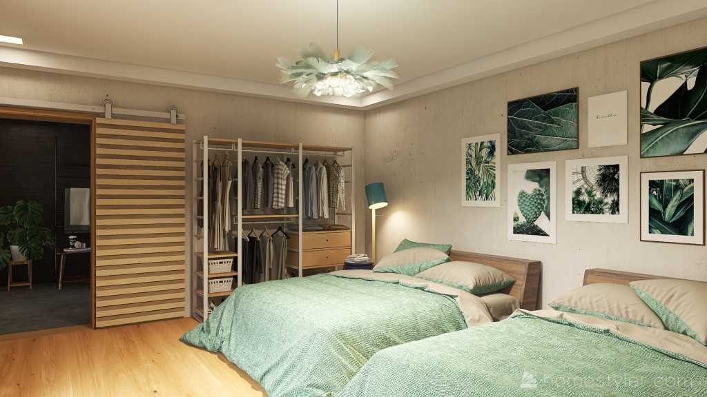 Costal Blue Bedroom 3d design renderings