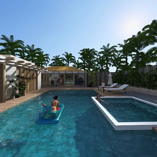 Costal Blue Courtyard 3d design renderings