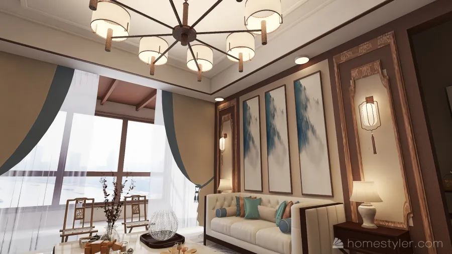 Middle Eastern Living Room 3d design renderings