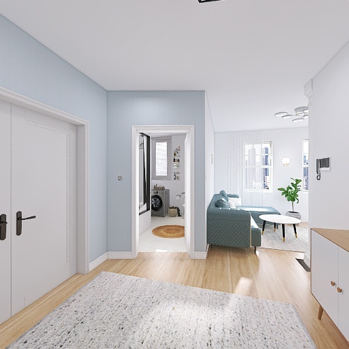 One room apartment 3d design renderings