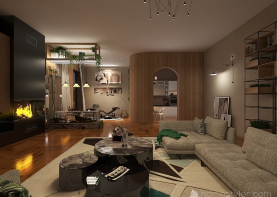 #EmptyRoomContest-Warm & Cozy interior in neutral tones Design Rendering
