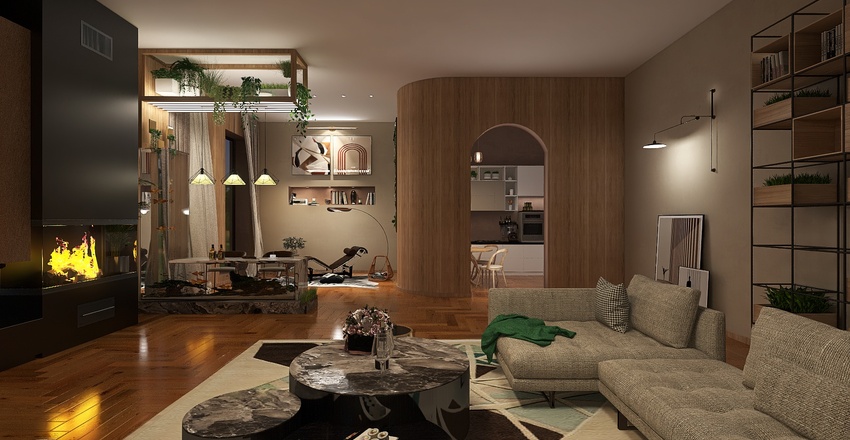 #EmptyRoomContest-Warm & Cozy interior in neutral tones 3d design renderings