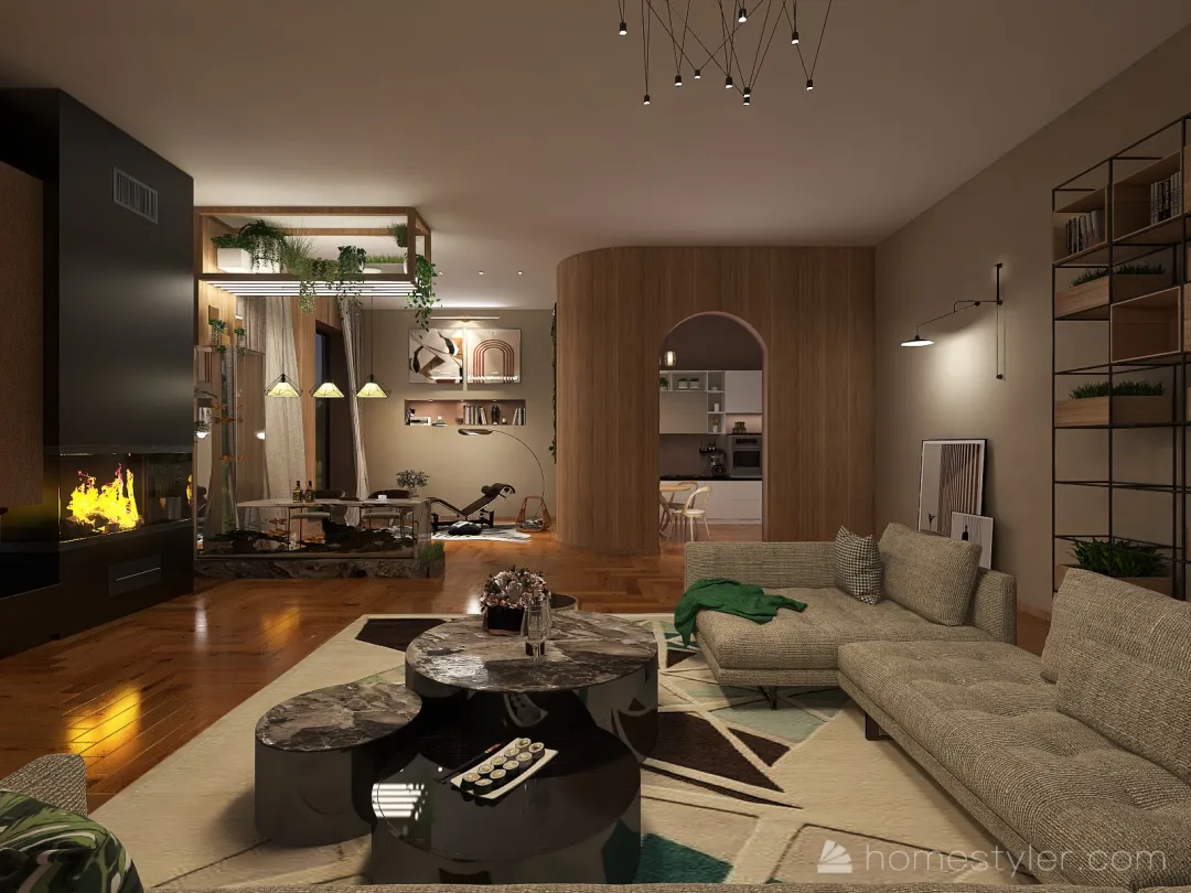 #EmptyRoomContest-Warm & Cozy interior in neutral tones 3d design renderings