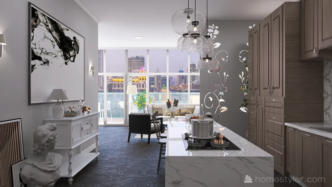 The white apartment 3d design renderings