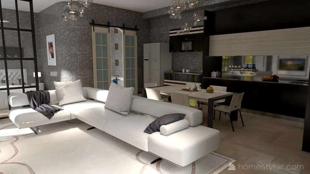 Modern House: Open Kitchen 3d design renderings
