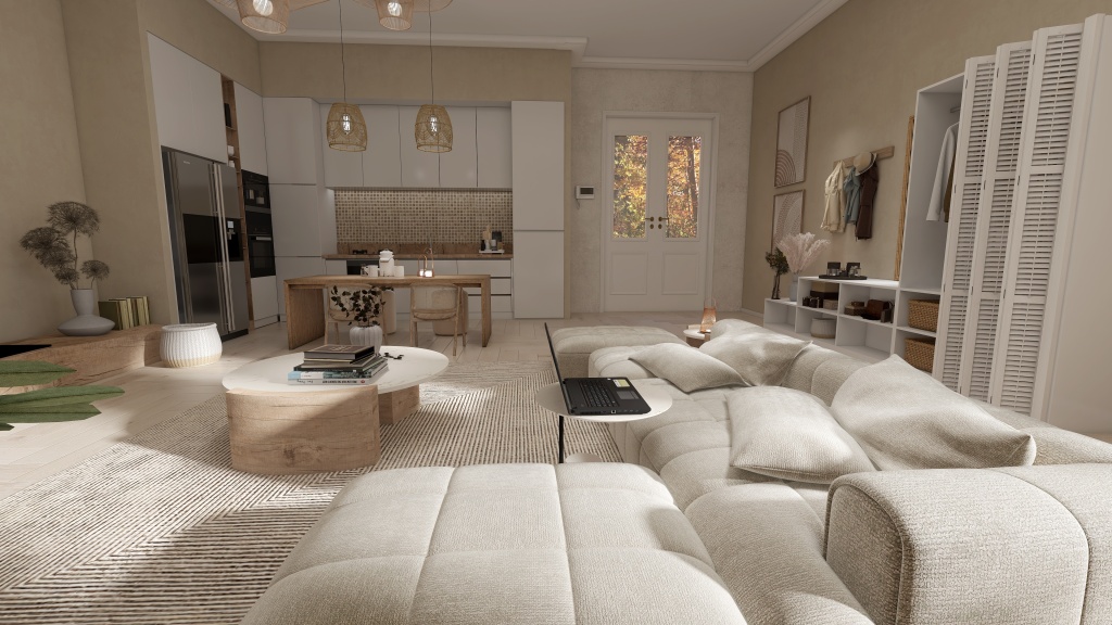 #EmptyRoomContest-Apartamento centrico Beige 3d design renderings