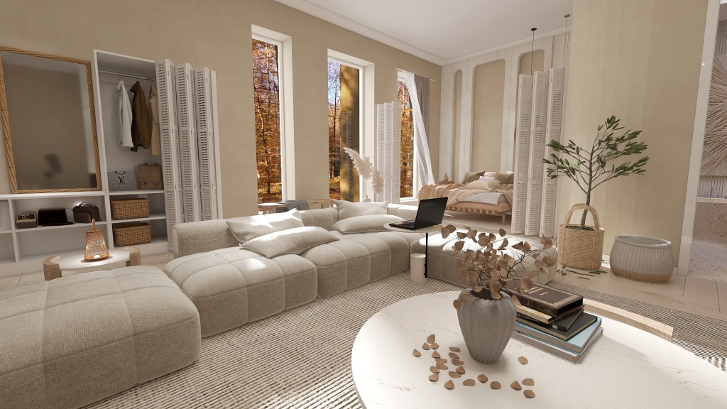 #EmptyRoomContest-Apartamento centrico Beige 3d design renderings