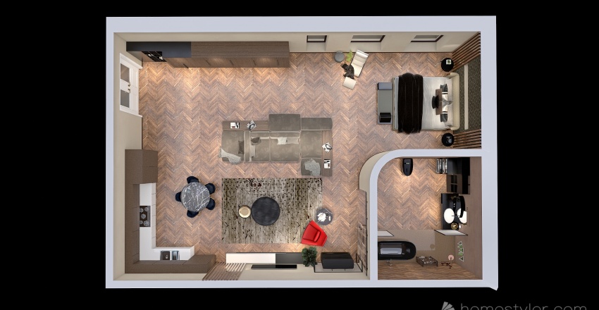 Copy of #EmptyRoomContest-studio apartment 3d design renderings