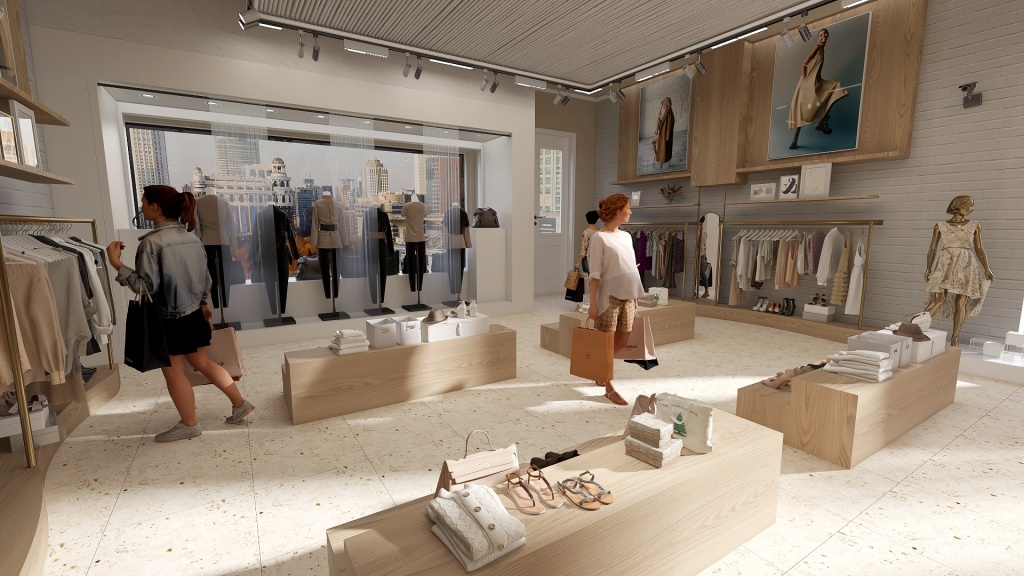 #EmptyRoomContest-Tienda de Modas Beige 3d design renderings