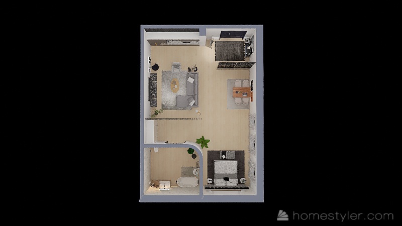 #EmptyRoomContest-Moody studio apartment 3d design picture 102.6