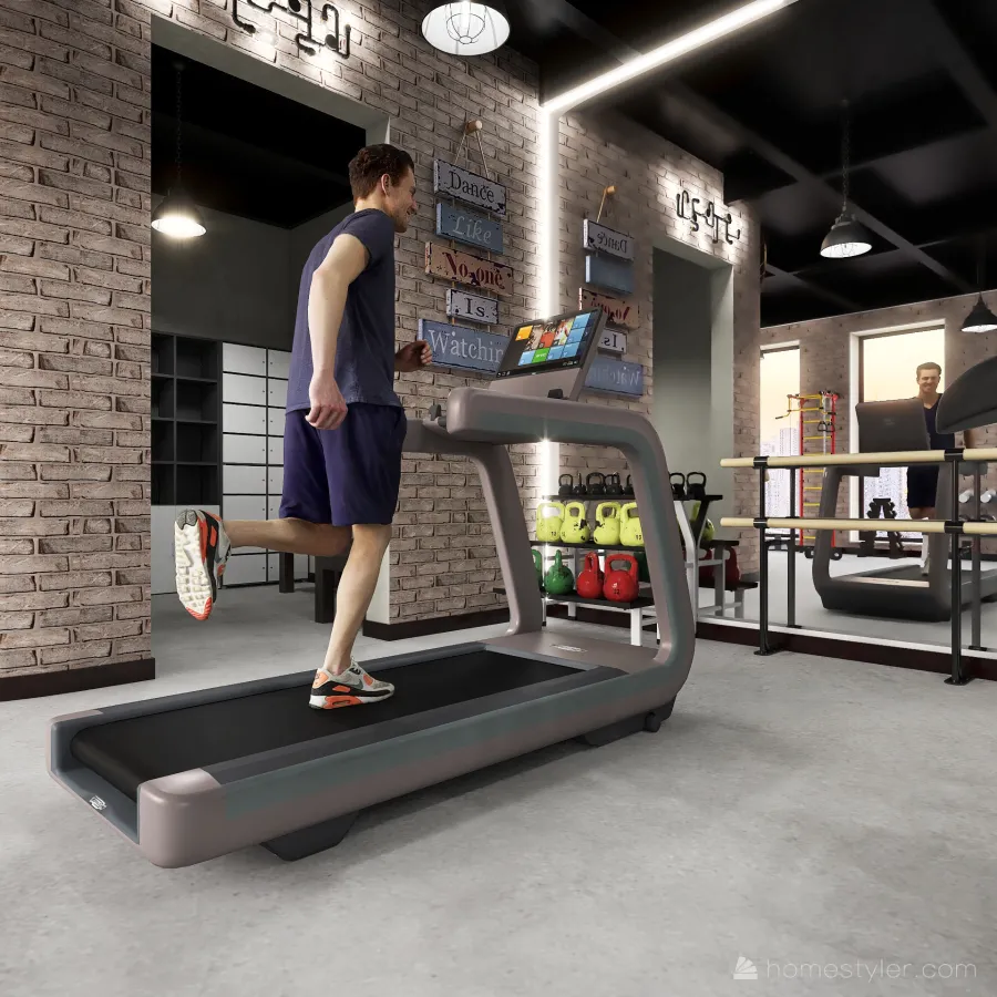 #EmptyRoomContest-Industrial Gym 3d design renderings