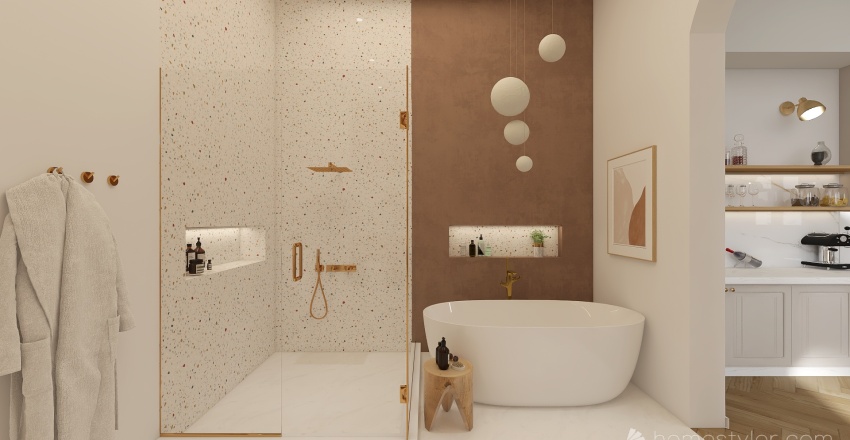 Scandinavian Beige Bathroom 3d design renderings