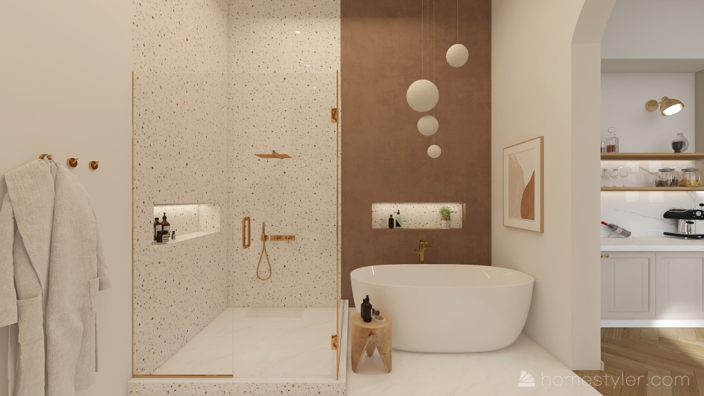 Scandinavian Beige Bathroom 3d design renderings