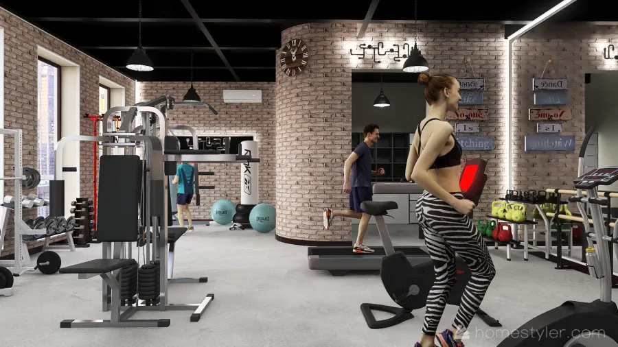 #EmptyRoomContest-Industrial Gym 3d design renderings