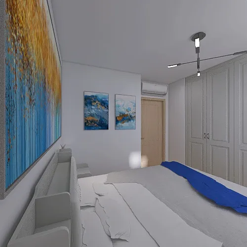 Спальня синяя 3d design renderings