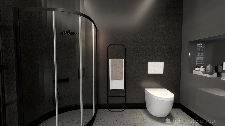 Black Grey Bathroom 3d design renderings