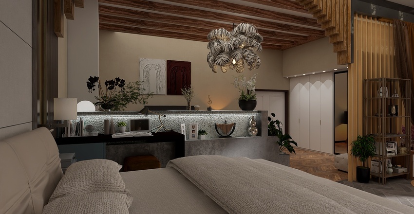 #EmptyRoomContest-Demo Room / A combination of styles - wood Art-Deco 3d design renderings