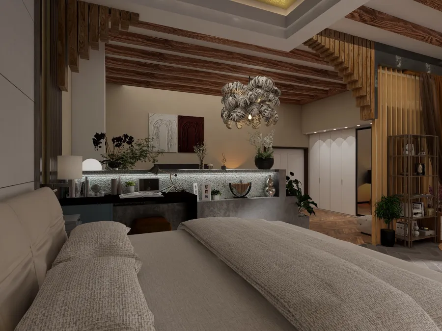 #EmptyRoomContest-Demo Room / A combination of styles - wood Art-Deco 3d design renderings