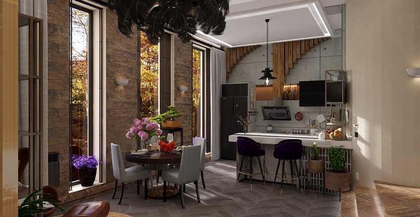 #EmptyRoomContest-Demo Room / A combination of styles - wood Art-Deco 3d design renderings