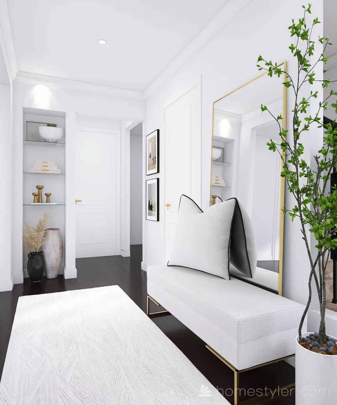 Contemporary Whites Entryway 3d design renderings