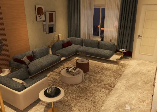 Modern  bohimian livingroom Design Rendering