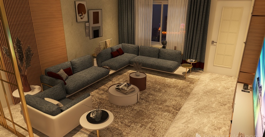 Modern  bohimian livingroom 3d design renderings