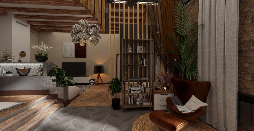 #EmptyRoomContest-Demo Room / A combination of styles - wood Art-Deco 3d design renderings