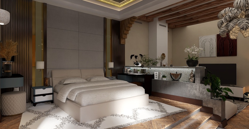 #EmptyRoomContest-Demo Room / A combination of styles - wood Art-Deco 3d design renderings