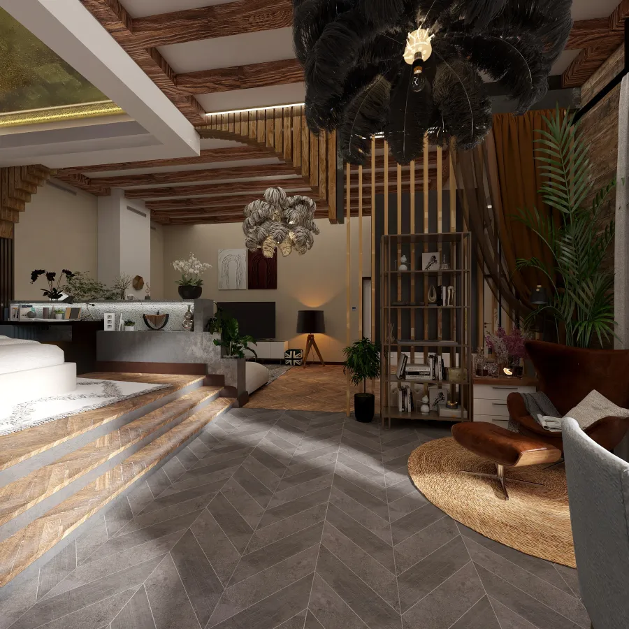 #EmptyRoomContest-Demo Room / A combination of styles - wood Art-Deco 3d design renderings