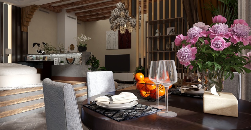 #EmptyRoomContest-Demo Room / A combination of styles - wood Art-Deco 3d design renderings