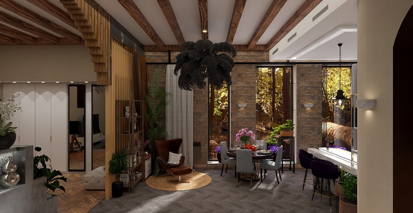 #EmptyRoomContest-Demo Room / A combination of styles - wood Art-Deco 3d design renderings