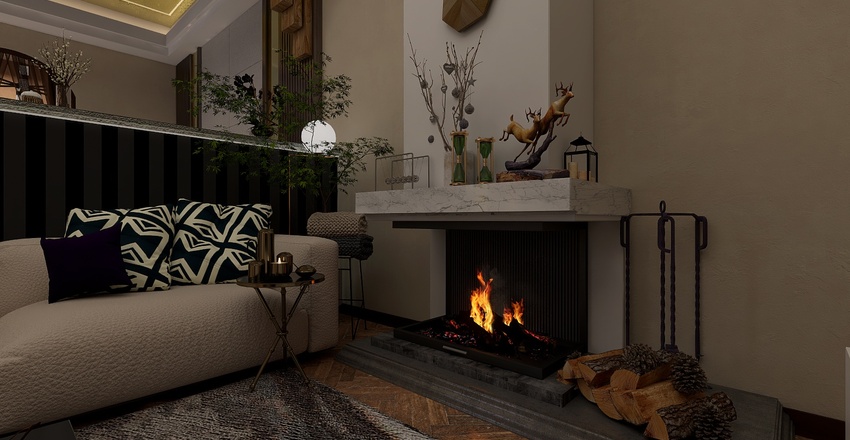 #EmptyRoomContest-Demo Room / A combination of styles - wood Art-Deco 3d design renderings