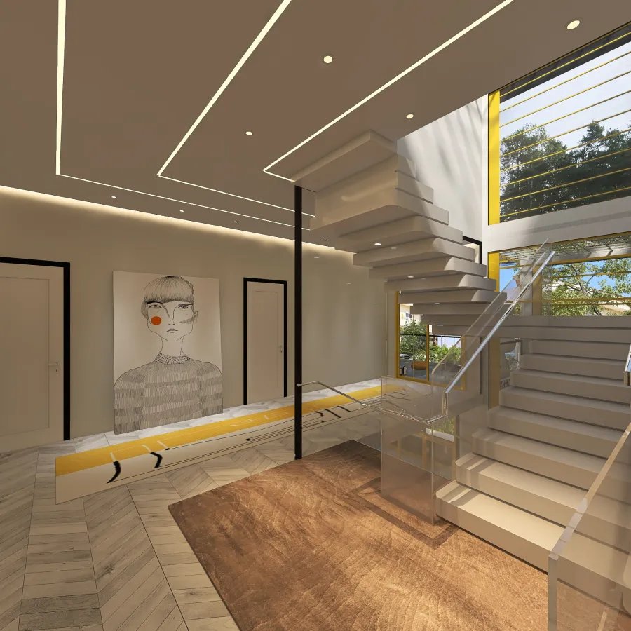 Modern Unusual yellow Yellow Black 3d design renderings