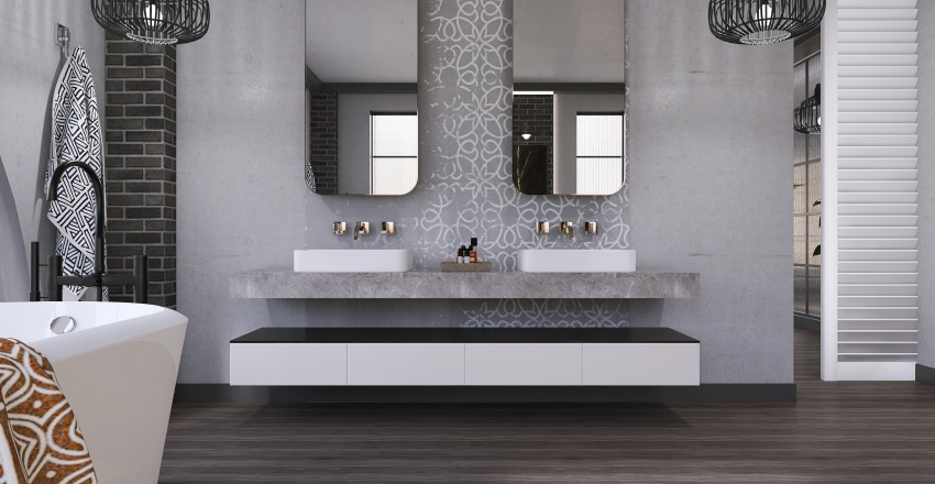Modern Black Second Bathroom 3d design renderings