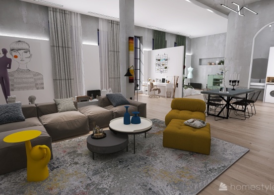 #EmptyRoomContest-Industrial Chic Style Design Rendering