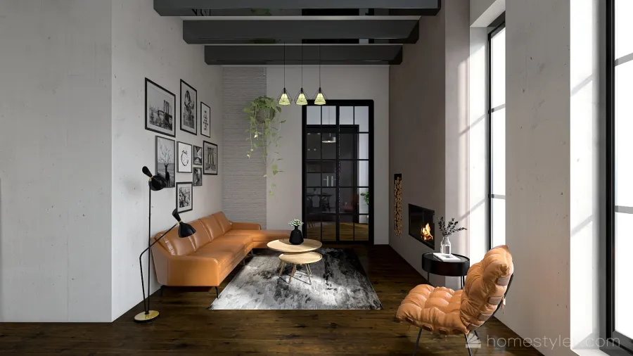 #EmptyRoomContest-Industrial style apartment 3d design renderings