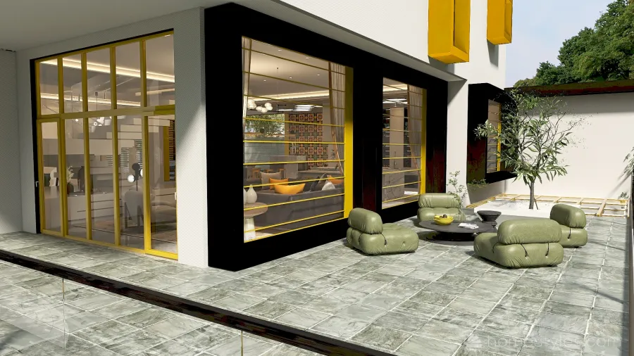 Modern Unusual yellow Yellow Black 3d design renderings