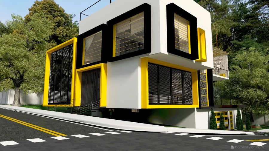 #HSDA2021Residential Unusual yellow 3d design renderings