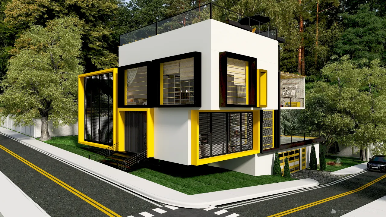 #HSDA2021Residential Unusual yellow 3d design renderings