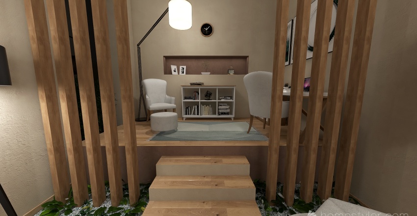 Living Room, Dining Room and Office 3d design renderings