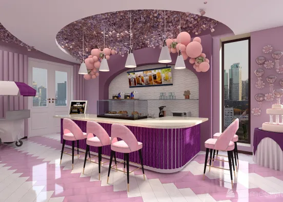 #EmptyRoomContest-Blossom Milk Tea Shop Design Rendering
