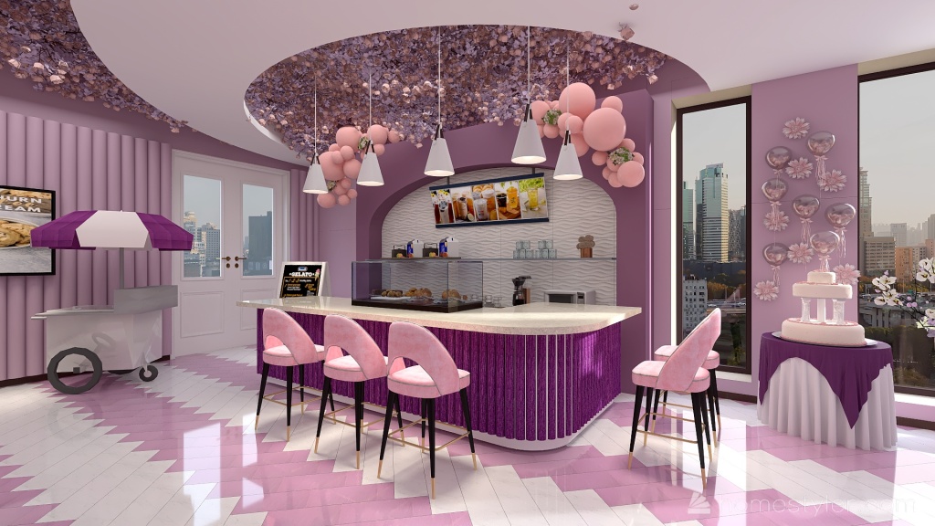 #EmptyRoomContest-Blossom Milk Tea Shop 3d design renderings