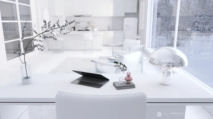 Modern White Kitchen 3d design renderings