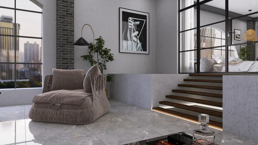 Modern Black Living Room 3d design renderings