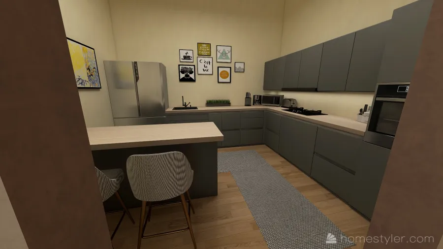 Living Room, Dining Room and Office 3d design renderings
