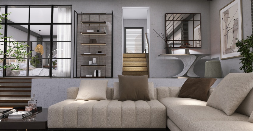 Modern Black Living Room 3d design renderings