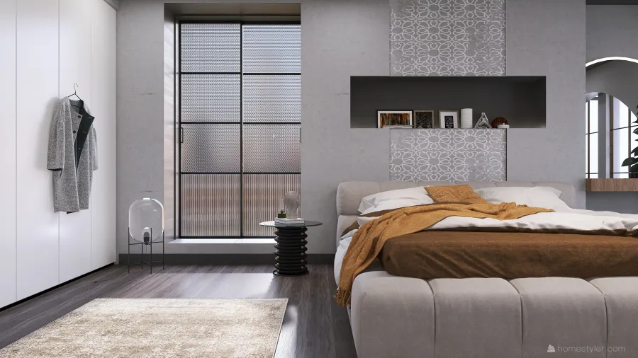 Modern Black Second Bedroom 3d design renderings