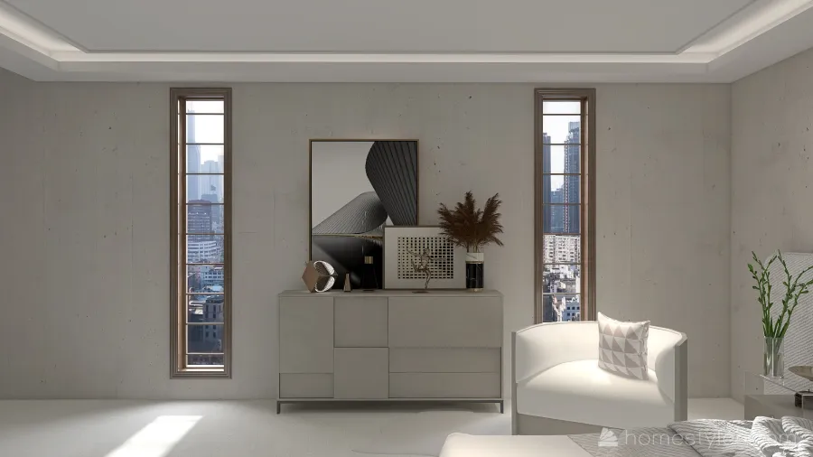 Modern White Beige Master Bedroom 3d design renderings
