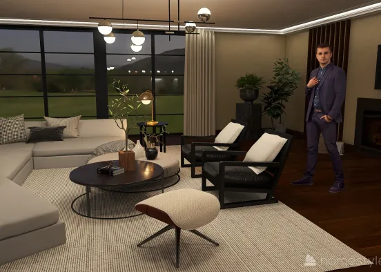 Copy of #Japandi Midcentury Modern Living Room Design Rendering
