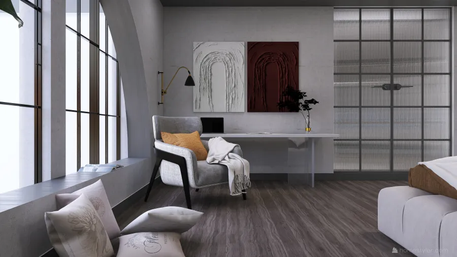 Modern Black Second Bedroom 3d design renderings